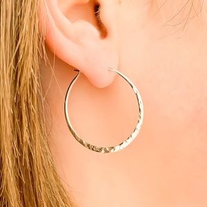 SOLD - Hammered Silver Hoop Earrings